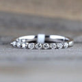 Classic Minimalist Rhinestone Band Ring, Korean Fashion Trendy Stackable Pinky Finger Ring view 1