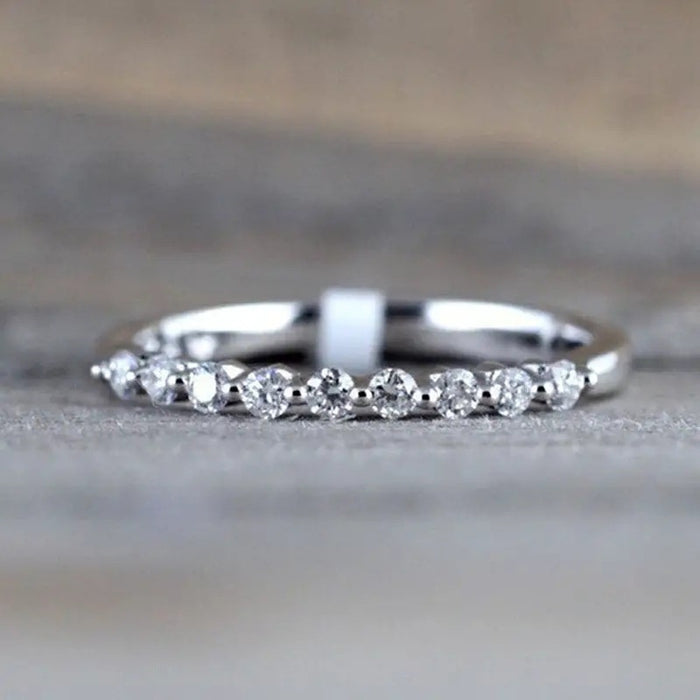 Classic Minimalist Rhinestone Band Ring, Korean Fashion Trendy Stackable Pinky Finger Ring