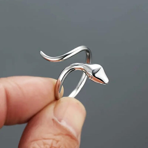 Metallic Snake Open Ring, Minimalist European American Animal Serpent Finger Jewelry