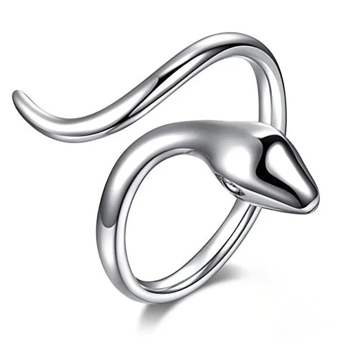 Metallic Snake Open Ring, Minimalist European American Animal Serpent Finger Jewelry