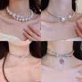 Luxury Irregular Pearl Artificial Crystal Geometric Choker Necklace For Women view 3