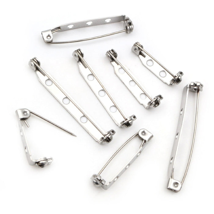 Stainless Steel Rabbit Head And Tail Brooch Base With Locking Safety Pin Clasp