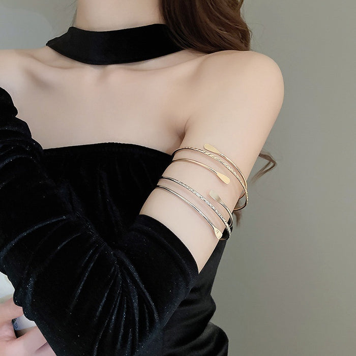 Minimalist Multi Layer Alloy Open Bangle With Sleek Line Design High End Style Jewelry
