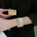 Minimalist Metal Grid Line Bangle, European American Niche Fashion Premium Style Bracelet view 1
