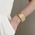 Minimalist Metal Grid Line Bangle, European American Niche Fashion Premium Style Bracelet view 3