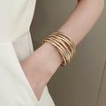 Minimalist Alloy Open Line Bangle Light Luxury Statement Ring Design Fashion Bracelet view 4