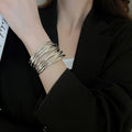 Minimalist Alloy Open Line Bangle Light Luxury Statement Ring Design Fashion Bracelet view 2