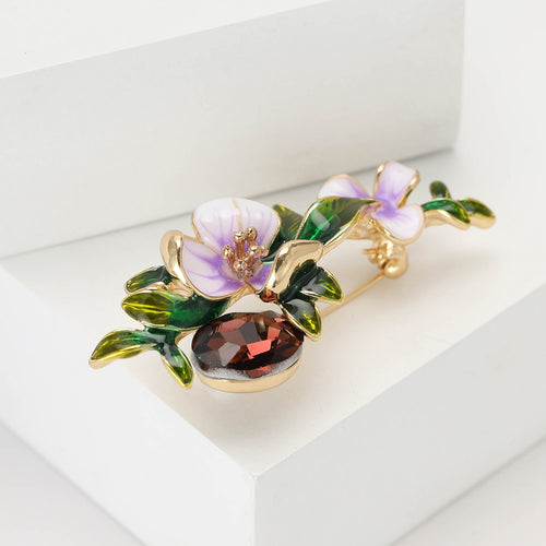 Alloy Enamel Iris Flower Brooch Pin For Women's Apparel