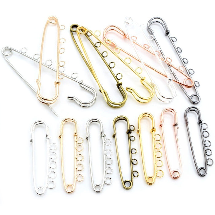 Large Brooch Safety Pins With Welded Small Round Loop Hole Multicolor Spring Clasp Pin Findings