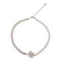 Real Gold Plated Faux Pearl Rhinestone Flower Collarbone Necklace Light Luxury Fashion Jewelry view 5