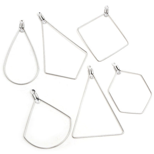 Stainless Steel Geometric Drop Triangle Square Earring Charms DIY Jewelry Findings Earrings