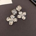 Alloy Silver Needle Minimalist Flower Pendant Drop Earrings For Light Luxury Fashion Jewelry view 4