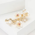 Alloy Pearl Plum Flower Brooch Pin For Women Clothing Decor view 3