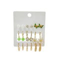 Elegant Butterfly Enamel Rhinestone Pearl Flower Hoop Stud Set Luxury Gold Alloy Ear Cuff Earrings view 5
