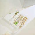 Elegant Butterfly Enamel Rhinestone Pearl Flower Hoop Stud Set Luxury Gold Alloy Ear Cuff Earrings view 4
