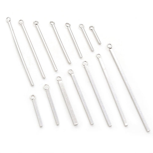 20pcs Stainless Steel Connector Bars Round Square Rods For DIY Handmade Earrings Jewelry Making
