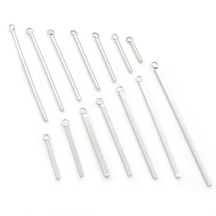 20pcs Stainless Steel Connector Bars Round Square Rods For DIY Handmade Earrings Jewelry Making