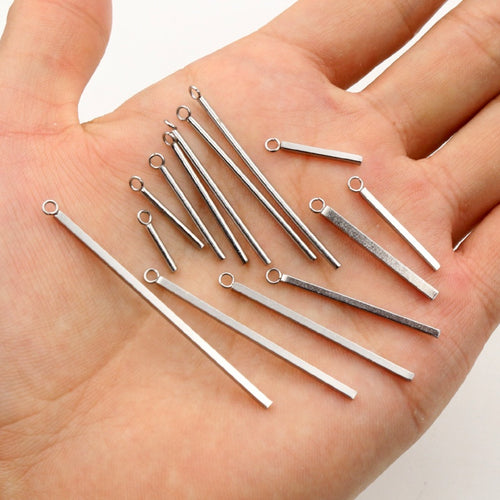 20pcs Stainless Steel Connector Bars Round Square Rods For DIY Handmade Earrings Jewelry Making