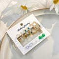 Vintage Luxury Gold Alloy Geometric Hoop And Square Rhinestone Pearl Stud Mixed Set Earrings view 4