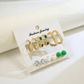 Vintage Luxury Gold Alloy Geometric Hoop And Square Rhinestone Pearl Stud Mixed Set Earrings view 1