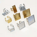 Thickened Stainless Steel Square Rectangle Gemstone Ring Base Settings For DIY Jewelry Accessories view 3