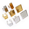 Thickened Stainless Steel Square Rectangle Gemstone Ring Base Settings For DIY Jewelry Accessories view 4
