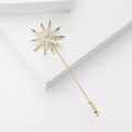 Copper Zircon Eight Point Star Brooch Pin For Womens Apparel view 3