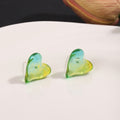 Summer Blue Green Gradient Acrylic Heart Stud Earrings For Women Elegant Fresh Minimalist Earrings view 2