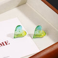 Summer Blue Green Gradient Acrylic Heart Stud Earrings For Women Elegant Fresh Minimalist Earrings view 3
