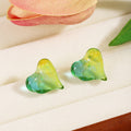Summer Blue Green Gradient Acrylic Heart Stud Earrings For Women Elegant Fresh Minimalist Earrings view 1