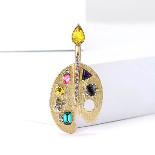 Alloy Rhinestone Paint Palette Brooch For Suits And Cardigans