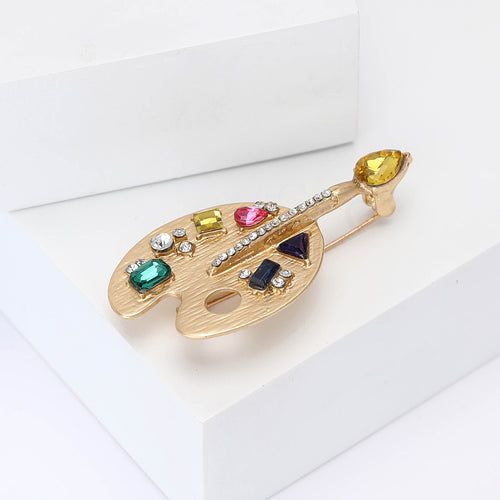 Alloy Rhinestone Paint Palette Brooch For Suits And Cardigans