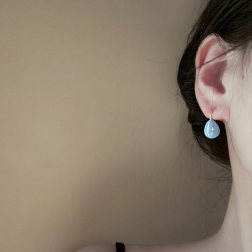 French Sweet Style Rainbow Enamel Teardrop Copper Earrings For Women Light Luxury Niche Jewelry