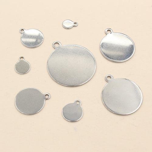 6-25mm Stainless Steel Round Polished External Hole Pendant Tags For Necklace Bracelet DIY Jewelry