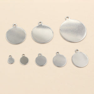6-25mm Stainless Steel Round Polished External Hole Pendant Tags For Necklace Bracelet DIY Jewelry