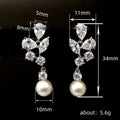 Fashion Bridal Earrings, Versatile Mid Length Faux Pearl Leaf Floral Earrings For Women view 4