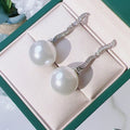 Light Luxury Faux Mother Of Pearl Pearl Stud Earrings Elegant Long Bridal Earrings For Women view 3