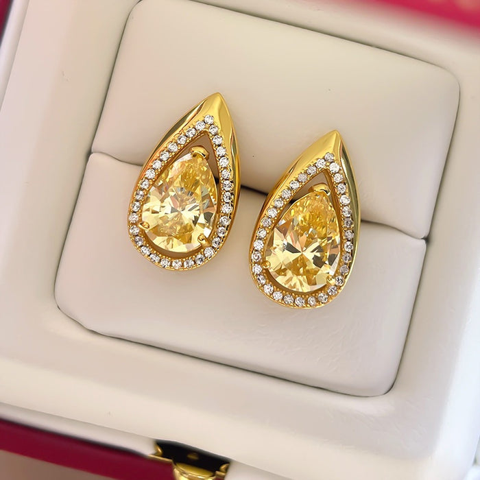 2024 New Pear Shaped Teardrop Stud Earrings For Women European American Trendy Fashion Jewelry