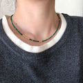 Stainless Steel Beaded Necklace For Women Vintage Geometric Ring Round Clavicle Chain Jewelry view 3