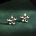 Elegant Korean Style Two Tone Alloy Flower Studs With Gold Center Lightweight Vintage Metal Earrings view 2