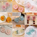 Fairy Pink Lace Flower Earrings With Mesh Tassel And Pearl, Sweet Summer Fresh Style Ear Jewelry view 1