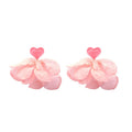Fairy Pink Lace Flower Earrings With Mesh Tassel And Pearl, Sweet Summer Fresh Style Ear Jewelry view 5