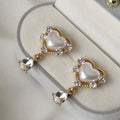 French Vintage Palace Heart Water Drop Faux Pearl Stud Earrings Korean Minimal Jewelry view 5