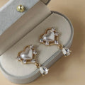 French Vintage Palace Heart Water Drop Faux Pearl Stud Earrings Korean Minimal Jewelry view 2