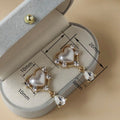 French Vintage Palace Heart Water Drop Faux Pearl Stud Earrings Korean Minimal Jewelry view 4