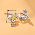 Korean Japanese Heart Stud Earrings Sunflower Two Tone Micro Pave Hollow Jewelry view 4