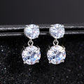 Sparkling Moissanite Imitation Round Four Prong Stud Earrings For Women Minimalist Jewelry view 3