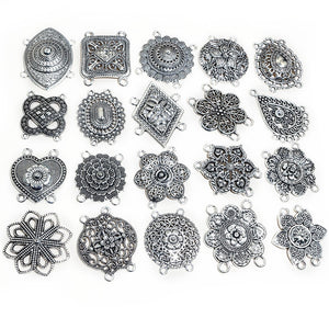 Antique Silver Ethnic Style Multi Hole Connector DIY Necklace Bracelet Pendant Findings
