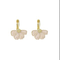 Elegant White Enamel Flower Petal Gold Alloy Rhinestone Center Sweet Light Luxury Clip Earrings view 5