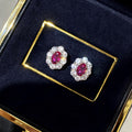 Exquisite Simulated Ruby Oval Stud Earrings, Fashion Temperament Jewelry For Women view 2